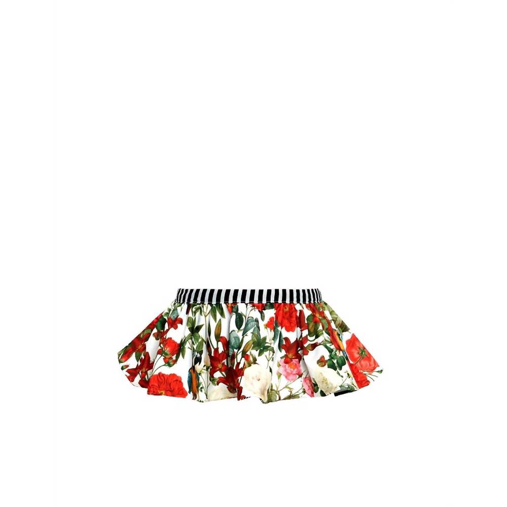 NEW LIA SAHARA women's reversible ruffle belt in tropical romance + black & whit